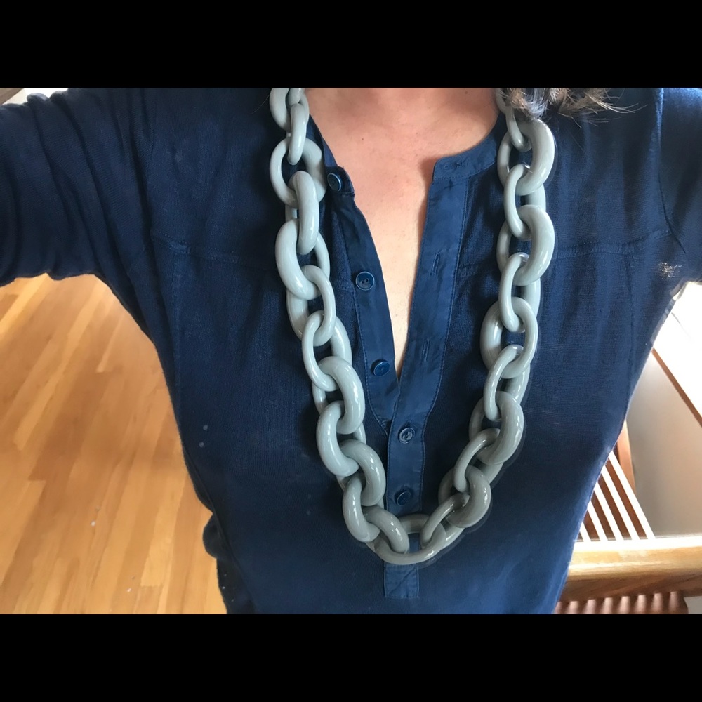 Tory Burch large chain necklace in grey